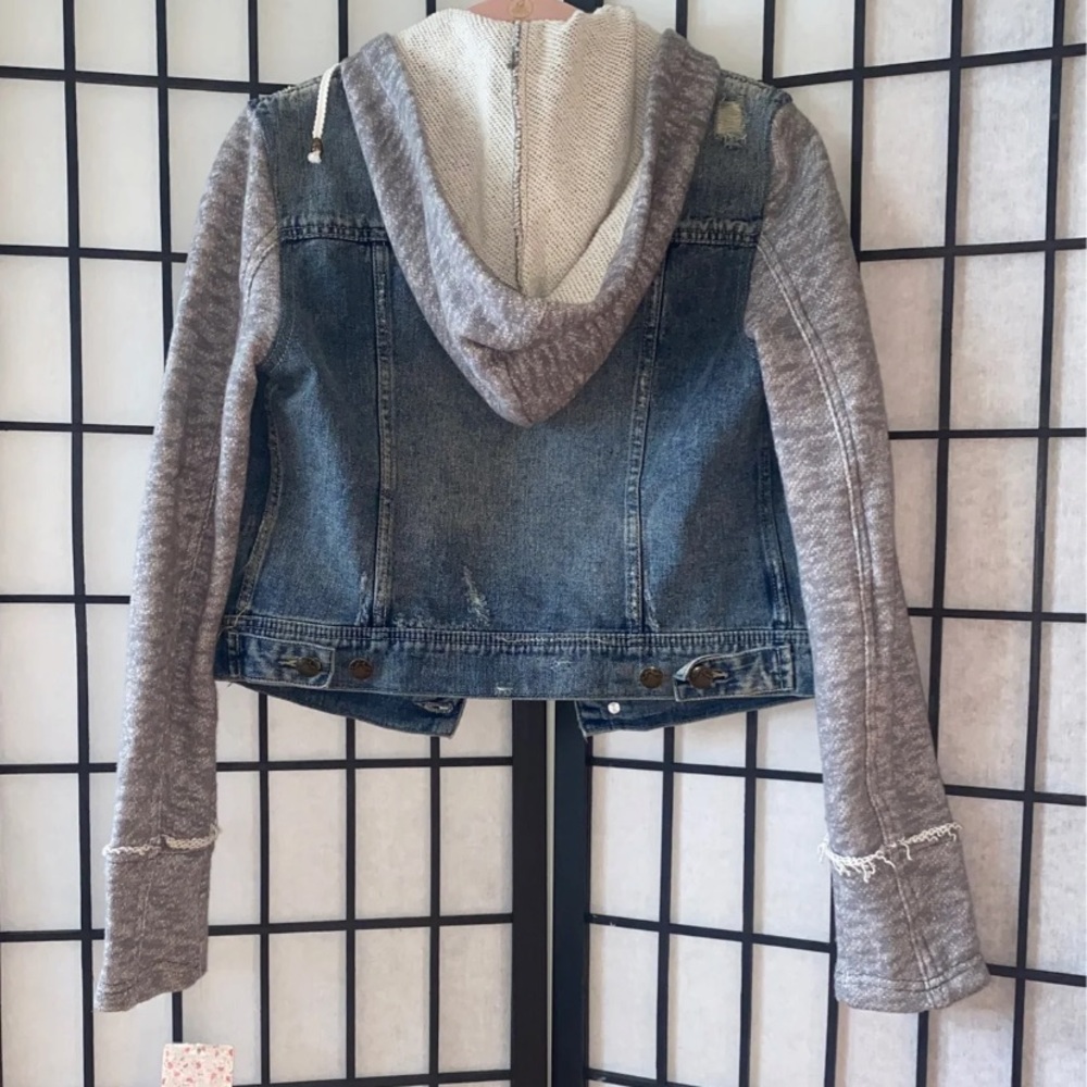 Free People Sweater Jean Jacket with Hood